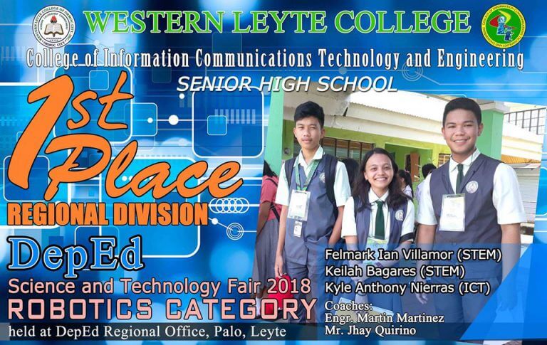 Read more about the article WLC Senior High School wins the Regional National Science and Technology Fair held at Palo, Leyte last November 2018